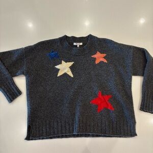 Madewell Wool Charcoal Sweater with Colorful Stars